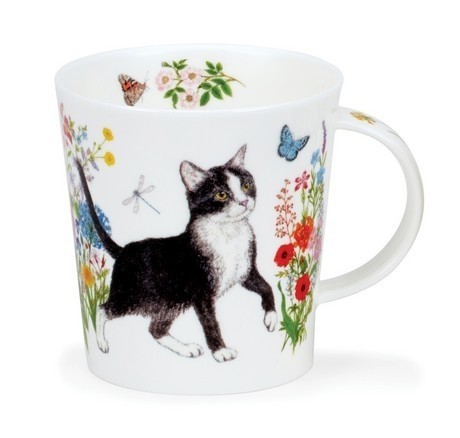 Buy the Dunoon Lomond Mug Floral Cats Black & White online at smithsofloughton.com