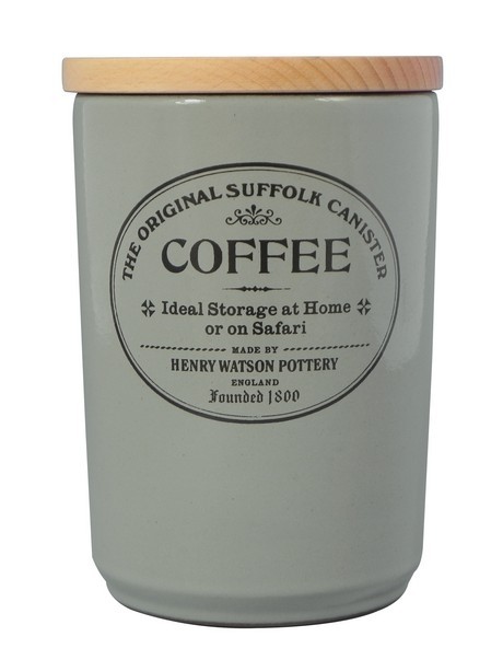 Buy the Henry Watson Original Suffolk Dove Grey Coffee Canister Beech Lid online at smithsofloughton.com