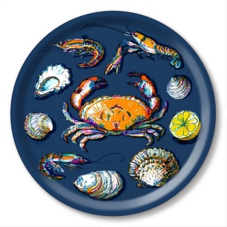 Buy the Jamida Michael Angove Seafood Navy Round Tray online at smithsofloughton.com