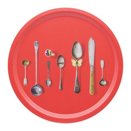 Buy the Michael Angove - Cutlery Red - Circular Tray 39cm online at smithsofloughton.com