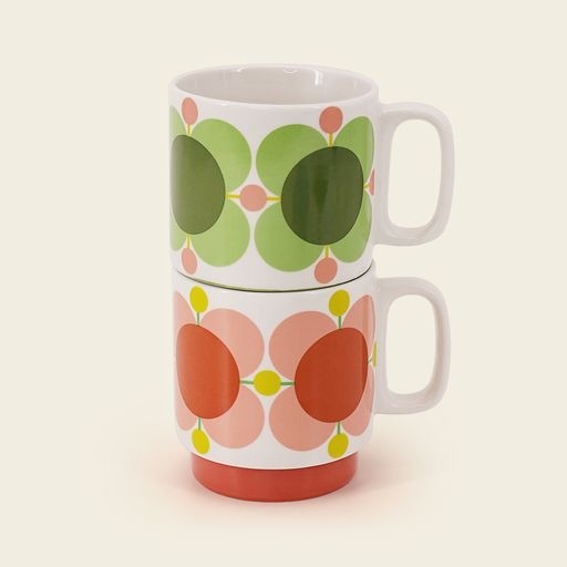 Buy the Orla Klely Stackable Atomic Flower Bubblegum Basil Mug Set of 2 online at smithsofloughton.com