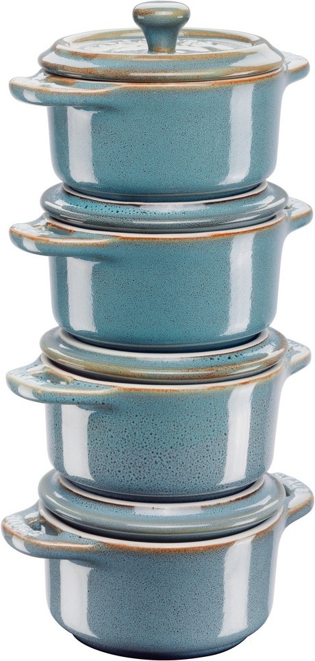 Buy the Staub Ceramic Cocotte Set of Four 10cm Turquoise online at smithsofloughton.com 