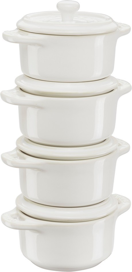 Buy the Staub Ceramic Cocotte Set of Four 10cm White online at smithsofloughton.com 