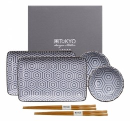 Buy the Tokyo Design Studio Kotobuki Plate Set Blue Hexagonal online at smithsofloughton.com