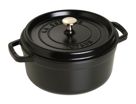 Buy this Staub Black Round Cast Iron Cocotte casserole 26cm online at smithsofloughton.com