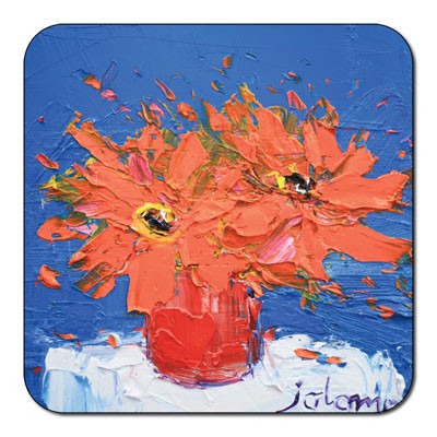 Castle Melamine Orange Flowers Coaster