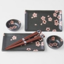 Buy the Made In Japan Sushi Set Black and Pink Sakura online at smithsofloughton.com