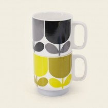Buy the Orla Klely Stackable Block Flower Slate Ochre Mug Set online at smithsofloughton.com