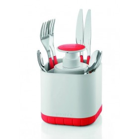 Guzzini Utensil Cutlery Drainer with Removable Soap Dispenser Red