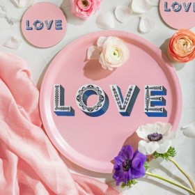 Jamida Word Collection Love Pink Tray 31cm