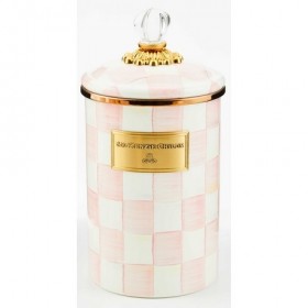 MacKenzie Childs Rose Check Canister Large