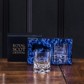 Royal Scot Pair of Whisky Dimple Based Glass Gift Boxed