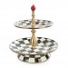 MacKenzie Childs Courtly Check Enamel Two Tier Sweet Stand